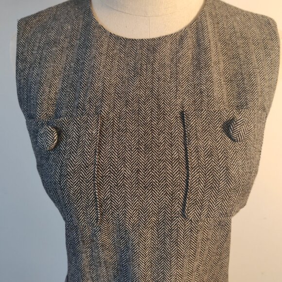 Self-portrait Grey Checkered Wave Belted Short Dress - Picture 3 of 11